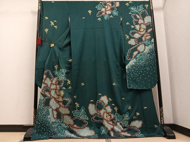 平和屋着物●豪華振袖　絞り　牡丹文　金彩　正絹　逸品　AABG4135ph