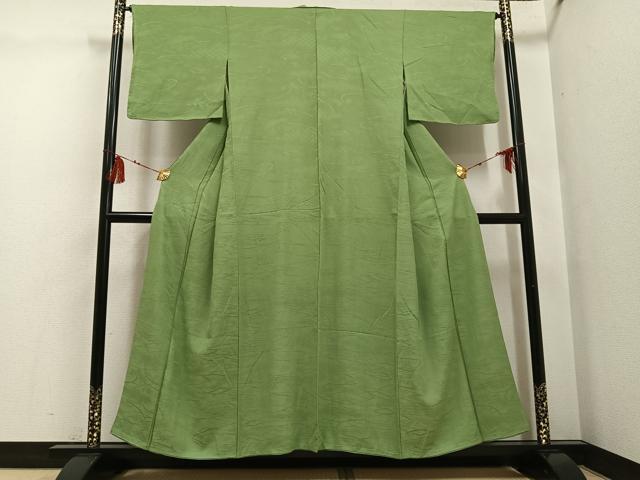 平和屋着物●上質な色無地　草花地紋　柳茶色　正絹　逸品　AABG4142ph_1