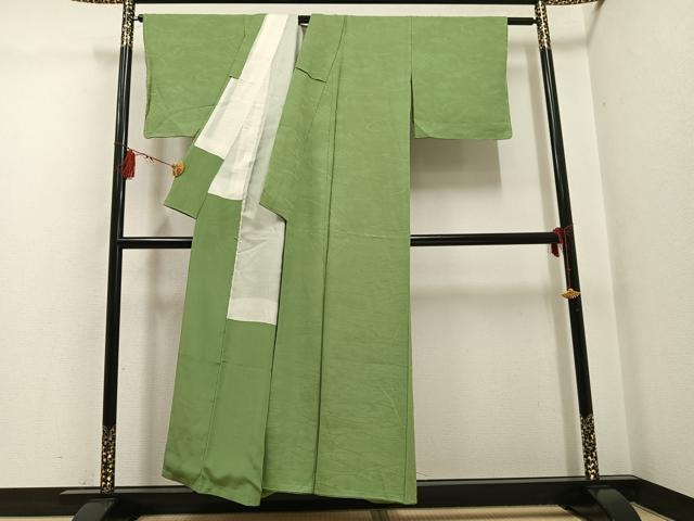 平和屋着物●上質な色無地　草花地紋　柳茶色　正絹　逸品　AABG4142ph_2