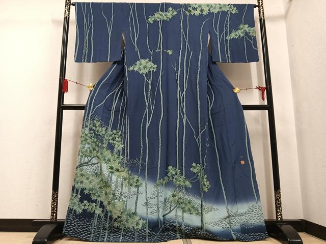 平和屋着物●日本画家　霜鳥忍の世界　彩天目織　訪問着　手描き　楓　松坂屋扱い　正絹　逸品　AABG4150ph 平和屋着物○日本画家 霜鳥忍の世界 彩天目織 訪問着 手描き