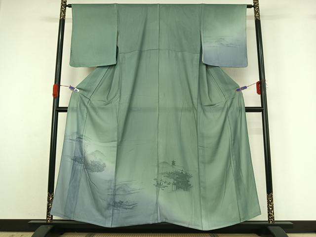 平和屋着物▽訪問着　無双　紗袷　紗×絽　人物風景文　正絹　逸品　AABG4218jh 平和屋着物▽訪問着 無双 紗袷 紗×絽 人物風景文 正絹 逸品 AABG4218jh