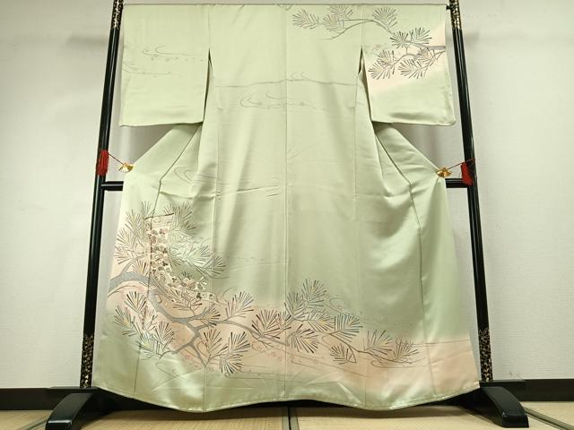平和屋着物●訪問着　刺繍　熨斗枝花文　暈し染め　金彩　正絹　逸品　AABG4310fy