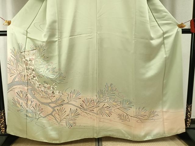 平和屋着物●訪問着　刺繍　熨斗枝花文　暈し染め　金彩　正絹　逸品　AABG4310fy_2