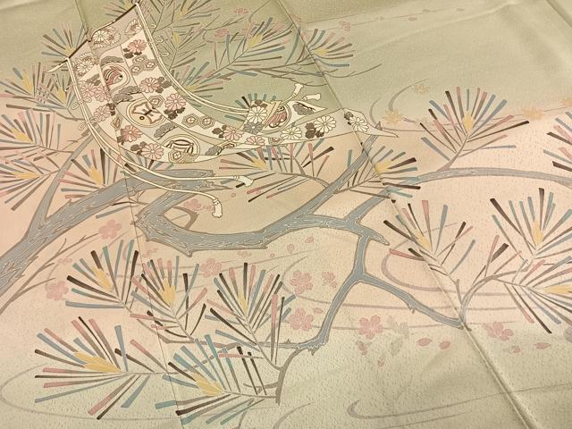 平和屋着物●訪問着　刺繍　熨斗枝花文　暈し染め　金彩　正絹　逸品　AABG4310fy_3