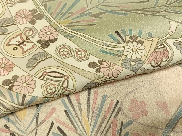 平和屋着物●訪問着　刺繍　熨斗枝花文　暈し染め　金彩　正絹　逸品　AABG4310fy_4