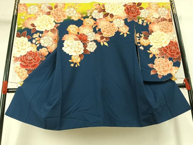 平和屋着物●小振袖　二尺袖　草花文　暈し染め　洗える着物　AABG4325fy