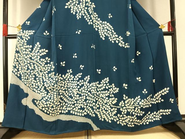 平和屋着物●訪問着　絞り　舞葉文　正絹　逸品　AABG4371fy_2