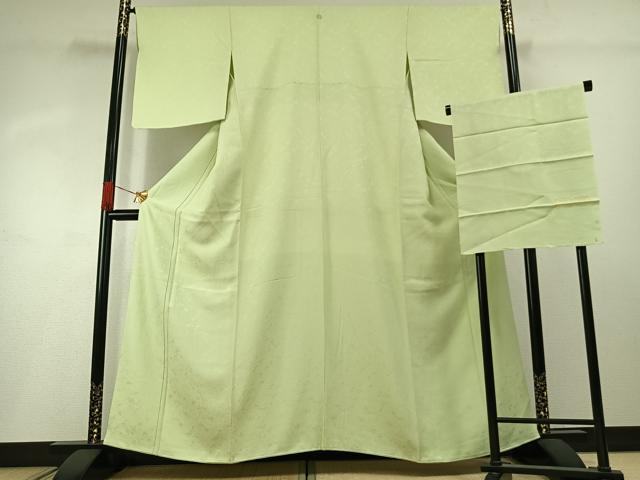平和屋着物●上質な色無地　霞地紋　若菜色　反端付き　正絹　逸品　未使用　AABG4380fy 平和屋着物○上質な色無地 霞地紋 若菜色 反端付き 正絹 逸品 未使用