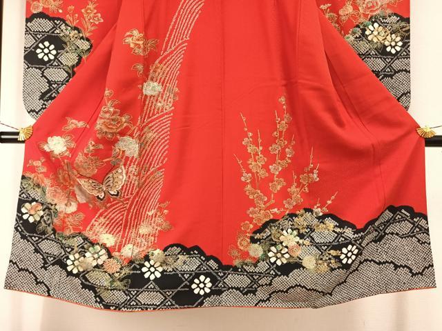 平和屋着物[]七五三　女の子　７歳　小振袖　二尺袖　祝着　絞り　花蝶文　金銀彩　正絹　逸品　AABG4383fy_2