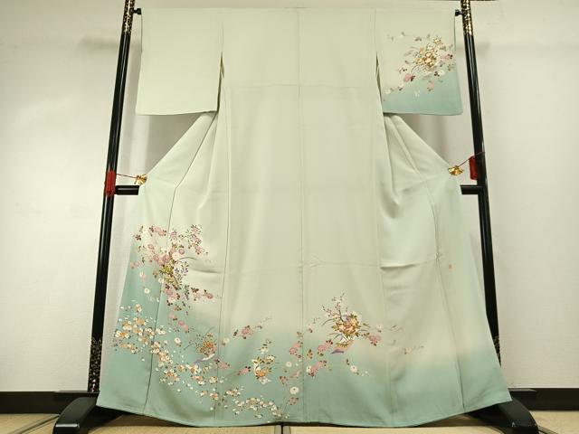 平和屋着物●本加賀友禅作家　志田弘子　訪問着　枝花文　暈し染め　正絹　逸品　AABG4389fy