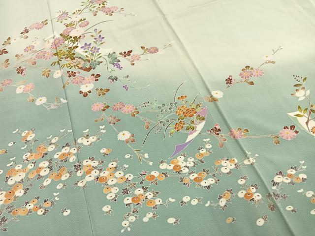 平和屋着物●本加賀友禅作家　志田弘子　訪問着　枝花文　暈し染め　正絹　逸品　AABG4389fy_3