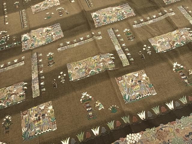 平和屋着物●訪問着　総刺繍　古代壁画文様　暈し染め　金糸　正絹　逸品　AABG4415fy