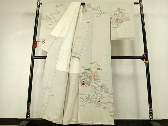 平和屋着物○訪問着 作家物 刺繍 松竹梅 正絹 逸品 AABG4433fy 【公式