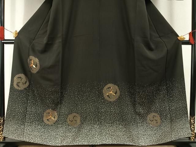 平和屋着物●訪問着　駒刺繍　吉祥文様　黒地　金彩　正絹　逸品　AABG4445fy_2