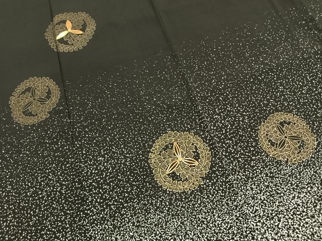平和屋着物●訪問着　駒刺繍　吉祥文様　黒地　金彩　正絹　逸品　AABG4445fy_3