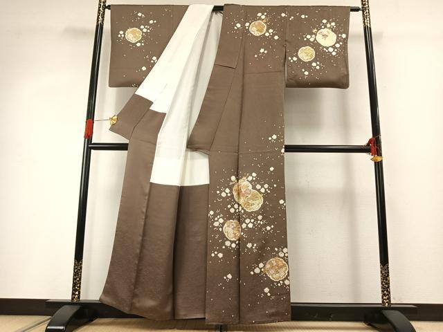 正絹訪問着美品逸品 狩猟文、作家、落款 金彩　美品逸品 平和屋着物○訪問着 雪輪重ね花文 金彩 正絹 逸品 未使用 AAAP6176zg