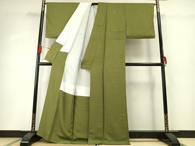 平和屋着物●無地絵羽訪問着　中国三大刺繍　汕頭刺繍　スワトウ刺繍　総刺繍　片輪車花地紋　青丹色　正絹　逸品　AABG4461fy_2