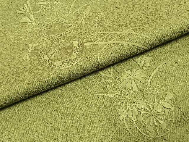 平和屋着物●無地絵羽訪問着　中国三大刺繍　汕頭刺繍　スワトウ刺繍　総刺繍　片輪車花地紋　青丹色　正絹　逸品　AABG4461fy_5