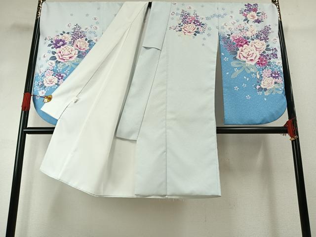 平和屋着物●小振袖　二尺袖　草花文　暈し染め　金彩　洗える着物　AABG4466fy_1