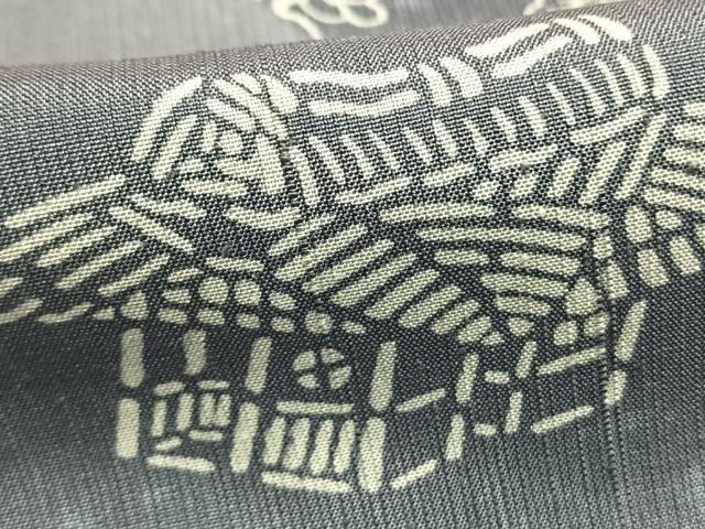 平和屋着物●訪問着　紬地　型染め　風景花文　正絹　逸品　AABG4481fy_5