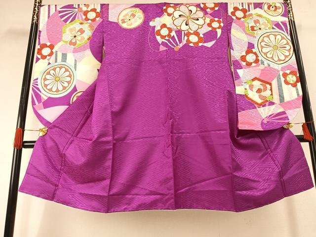 平和屋着物●小振袖　二尺袖　亀甲花丸文　金彩　洗える着物　未使用　AABG4495fy 平和屋着物○小振袖 二尺袖 亀甲花丸文 金彩 洗える着物 未使用