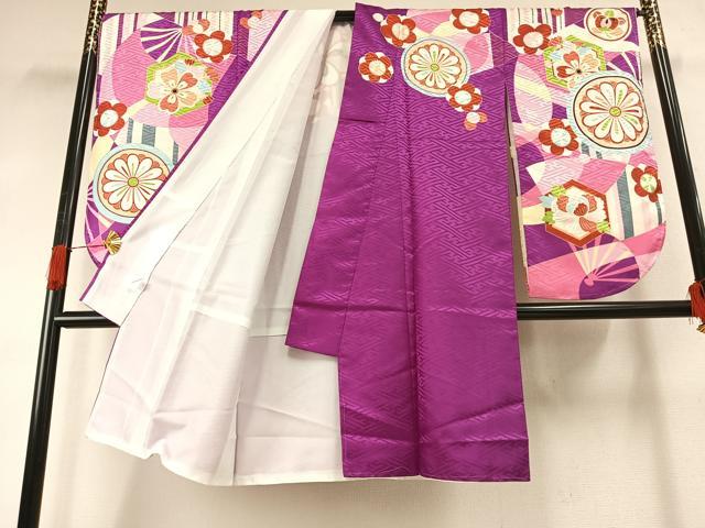 平和屋着物●小振袖　二尺袖　亀甲花丸文　金彩　洗える着物　未使用　AABG4495fy 平和屋着物○小振袖 二尺袖 亀甲花丸文 金彩 洗える着物 未使用