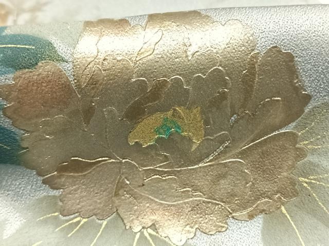 平和屋着物●英王室献上友禅作家　木下勝功　訪問着　草花文　暈し染め　金銀彩　正絹　逸品　AABG4501fy_5