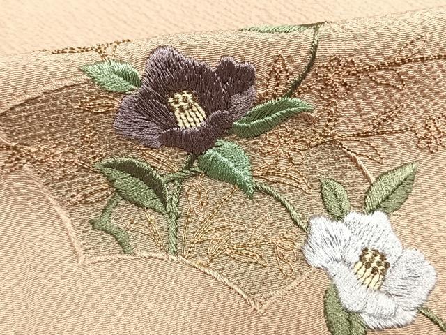 平和屋着物●訪問着　駒刺繍　総刺繍　地紙花文　金糸　正絹　逸品　AABG4503fy 平和屋着物○訪問着 駒刺繍 総刺繍 地紙花文 金糸 正絹 逸品