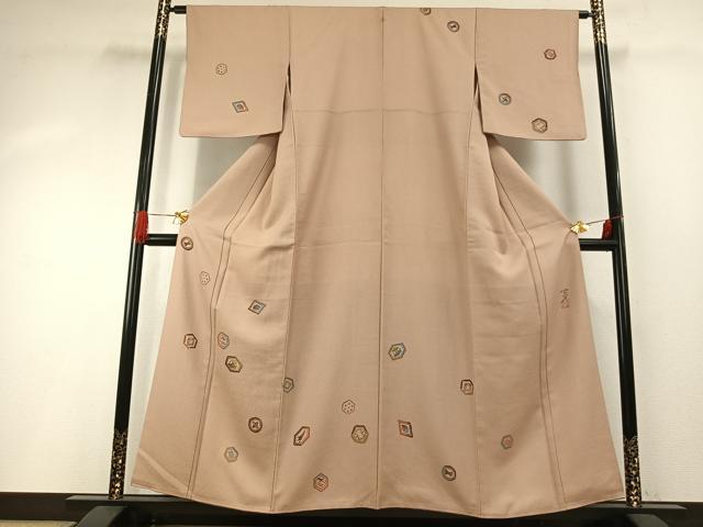 平和屋着物●染色の魔術師　染乃座・大久保玄才　そめのざ玄才　訪問着　丸文　亀甲文　正絹　逸品　AABG4536fy