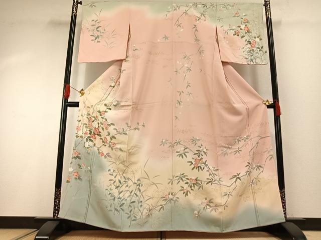 平和屋着物●訪問着　枝花文　暈し染め　正絹　逸品　AABC6823ph 平和屋着物○訪問着 友禅 笹梅枝花文 暈し染め 正絹 逸品 AABG0372cs 【公式通販】