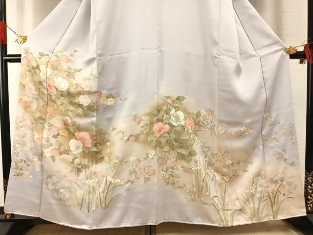 平和屋着物●訪問着　刺繍　草花文　暈し染め　金彩　正絹　逸品　AABG4569fy_2