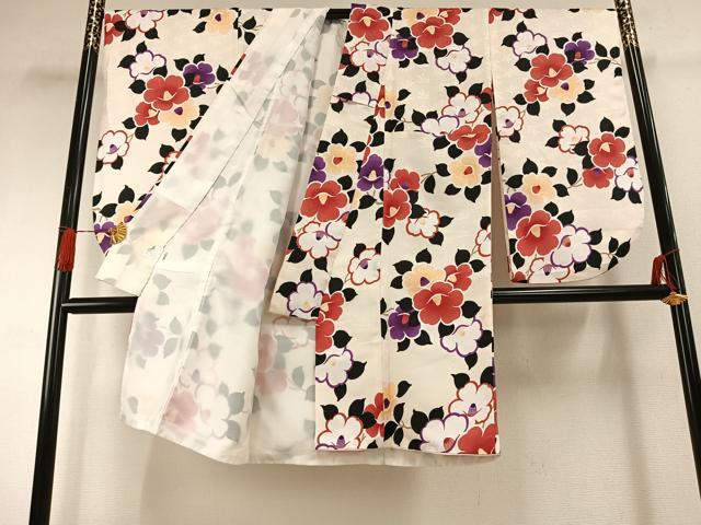 平和屋着物●小振袖　二尺袖　枝花文　洗える着物　AABG4580fy_1