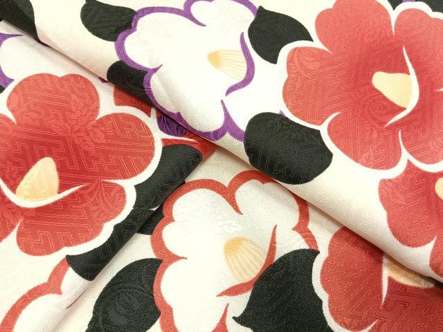 平和屋着物●小振袖　二尺袖　枝花文　洗える着物　AABG4580fy_6
