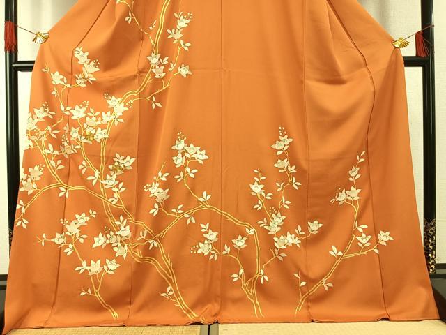 平和屋着物○訪問着 駒刺繍 枝花文 金彩 ロング丈 正絹 逸品