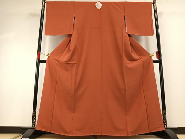 平和屋着物●上質な色無地　丹色　正絹　逸品　未使用　AABG4595fy_1