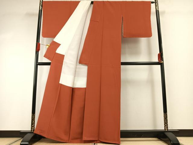 平和屋着物●上質な色無地　丹色　正絹　逸品　未使用　AABG4595fy_2