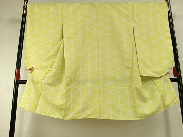 平和屋着物●小振袖　二尺袖　麻の葉文様　洗える着物　AABG4612fy
