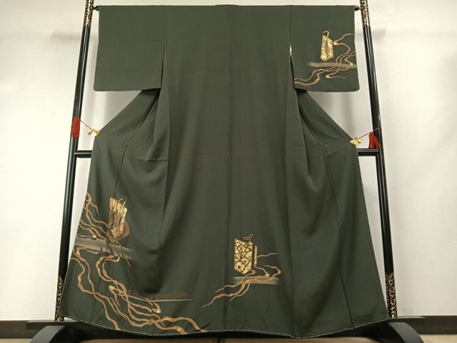 平和屋着物●訪問着　竹屋町刺繍　花鳥文　暈し染め　金銀彩　金糸　正絹　逸品　未使用　AABG4633fy