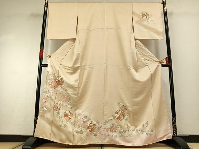 平和屋着物●訪問着　中国三大刺繍　相良刺繍　雪輪花文　暈し染め　金銀彩　正絹　逸品　AABG4636fy