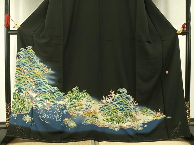 平和屋着物○本加賀友禅作家 吉田茂 黒留袖 松竹梅 暈し染め 正絹 逸品 
