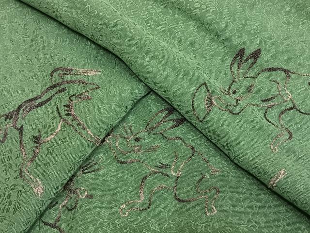 平和屋着物●中国人間国宝　将雪英　訪問着　中国三大刺繍　相良刺繍　総刺繍　鳥獣戯画　薄緑色　正絹　逸品　AABG4703fy_6