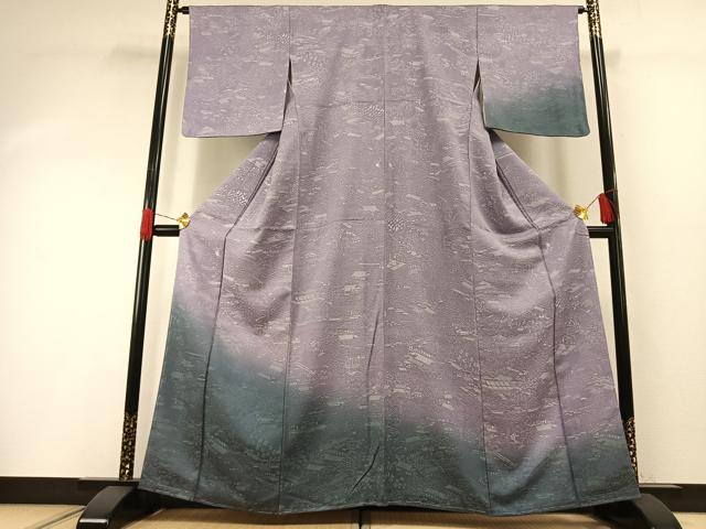 平和屋着物●お召　訪問着　風景文　暈し染め　正絹　逸品　未使用　AABG4714fy