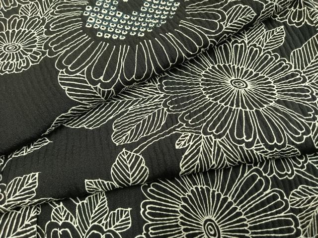 平和屋着物●上質な小紋　絞り　草花文　黒地　正絹　逸品　AABG4734fy