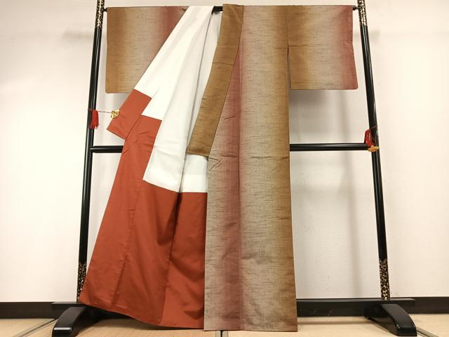 平和屋着物●上質な紬　間道　正絹　逸品　AABG4757fy_2