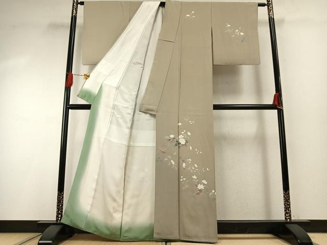 平和屋着物●訪問着　友禅　作家物　枝花文　暈し染め　正絹　逸品　AABG4763fy