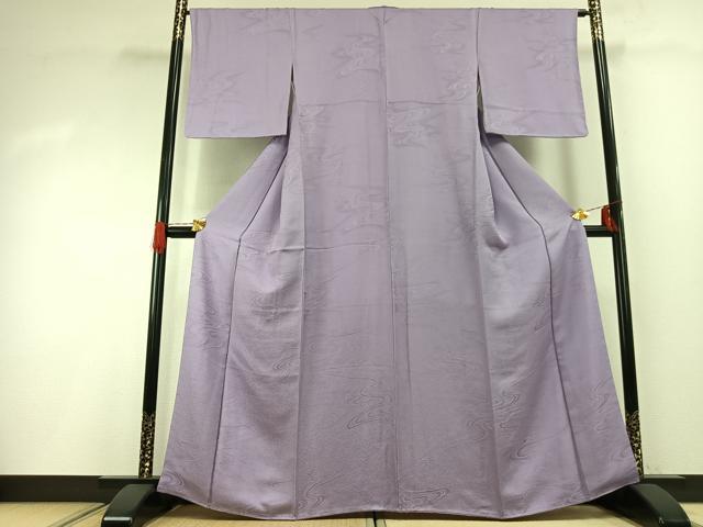 平和屋着物●上質な色無地　流水地紋　薄葡萄色　正絹　逸品　未使用　AABG4771fy_1