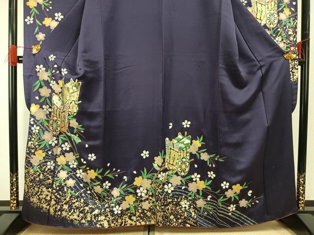 平和屋着物●豪華振袖　御所車花文　金銀彩　正絹　逸品　AABG4788fy_2