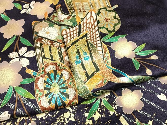 平和屋着物●豪華振袖　御所車花文　金銀彩　正絹　逸品　AABG4788fy_4