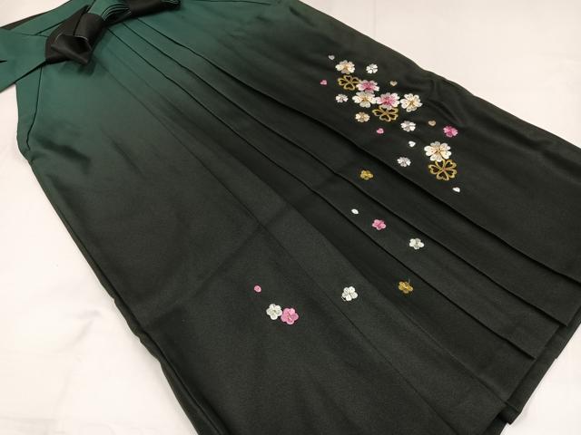 平和屋着物●女性　行灯袴　梅　桜　暈し染め　黒地　洗える着物　AABG4903ph