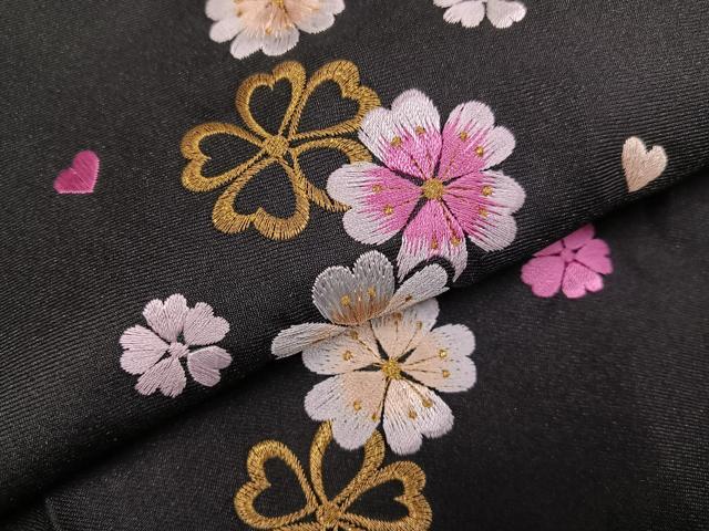 平和屋着物●女性　行灯袴　梅　桜　暈し染め　黒地　洗える着物　AABG4903ph 平和屋着物○女性 行灯袴 梅 桜 暈し染め 黒地 洗える着物 AABG4903ph